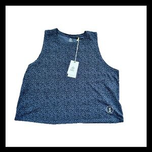 Tasc Performance Women’s Tank Top blue black leopard tank Large NWT